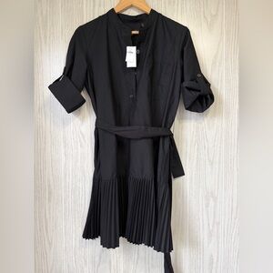 BANANA REPUBLIC BLACK DRESS WAIST TIE & PLEATED BOTTOM CUFF SLEEVE  SIZE XS NWT